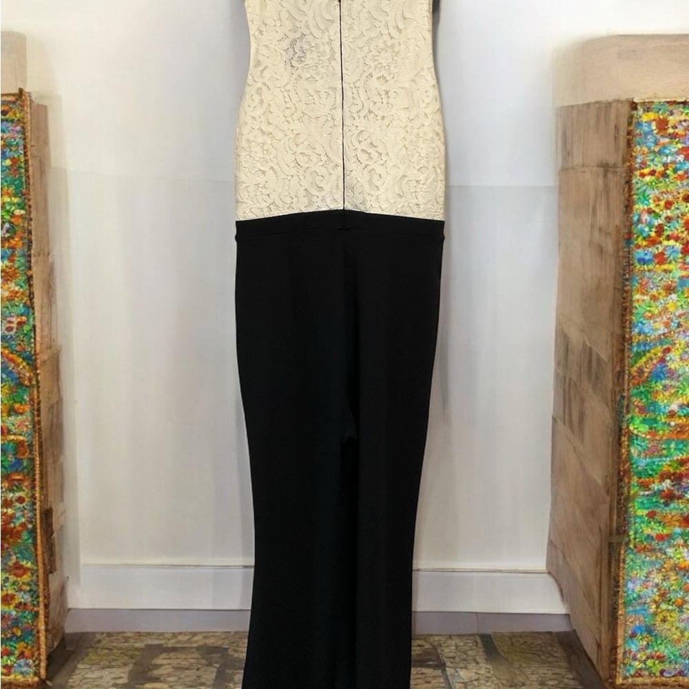 Express Two-Tone Black and Cream Jumpsuit